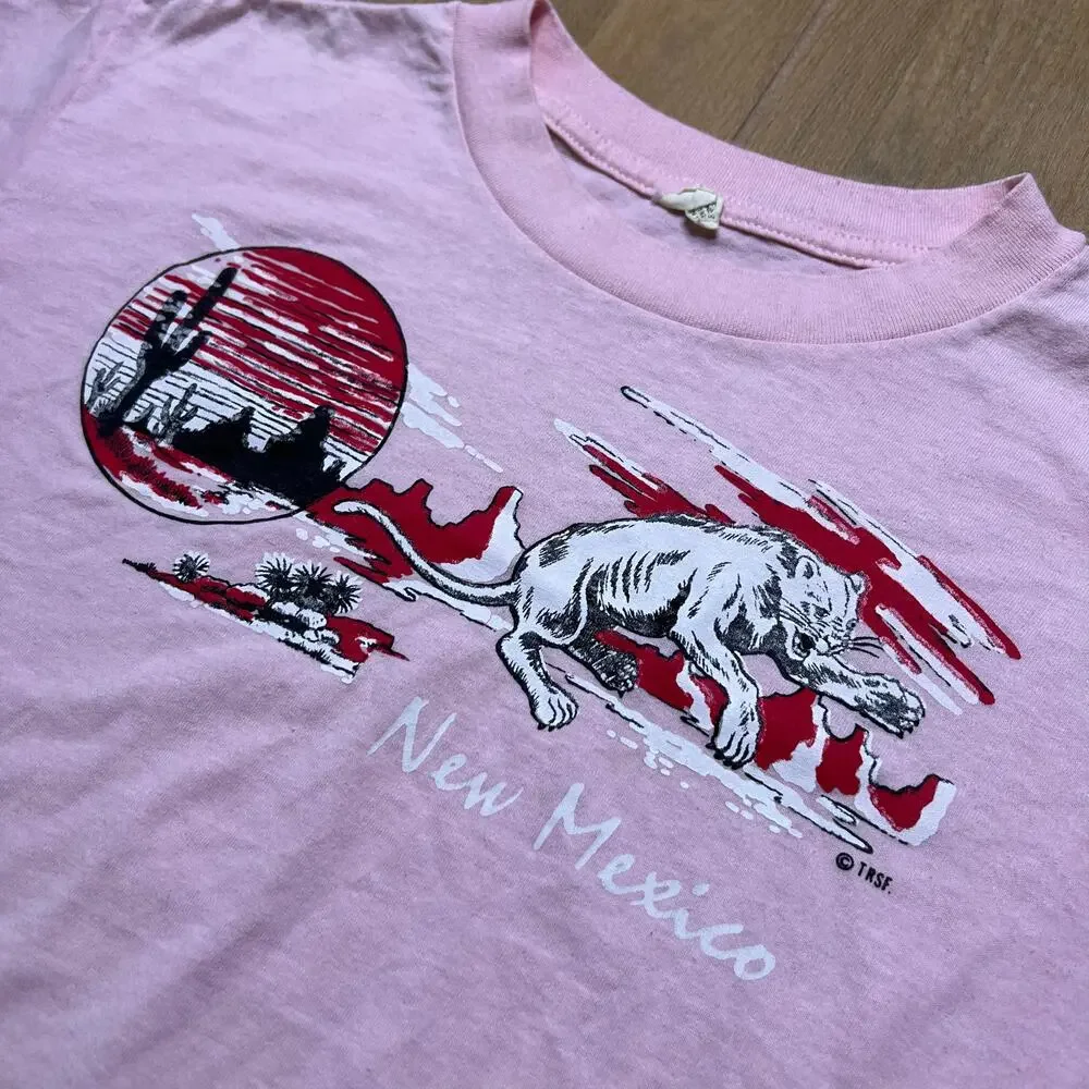 Vintage 80s T-shirt  "New Mexico" desert scene design‎ Sz L Bobcat - Picture 3 of 10